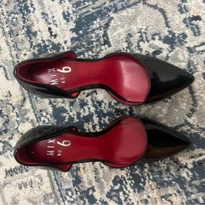 Mix No. 6 Black Patent D'Orsay Pumps with Red Insole